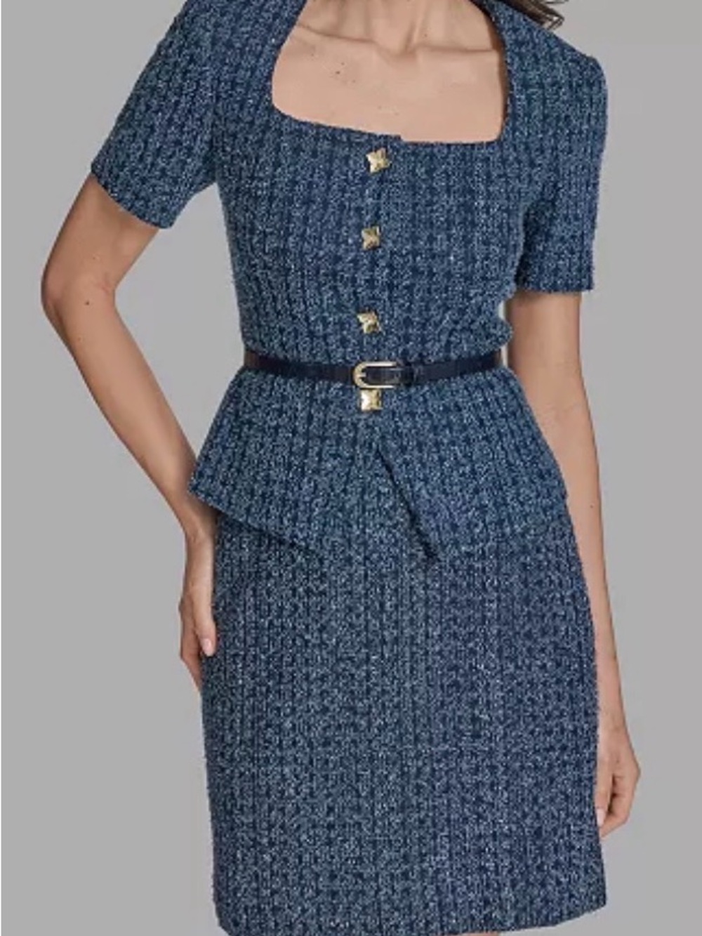 NWT BCBG Women's Short-Sleeve Button-Front Tweed Jacket Blazer Top ONLY